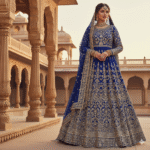 Anarkali Dresses Royal Blue Embroidered Anarkali - Image 5